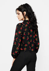 Darcey Floral Print Chiffon Tie-Front Blouse