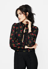 Darcey Floral Print Chiffon Tie-Front Blouse