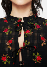 Darcey Floral Print Chiffon Tie-Front Blouse