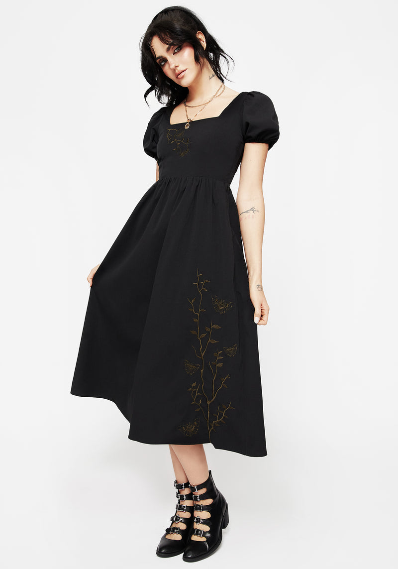 Cressida Moth Embroidered Midi Dress