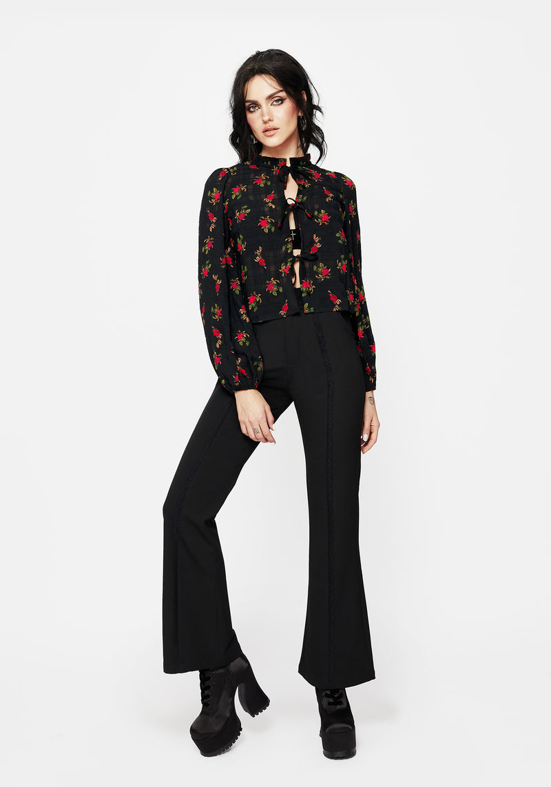 Darcey Floral Print Chiffon Tie-Front Blouse