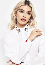 Dewdrop Cotton Embroidered Collar Shirt