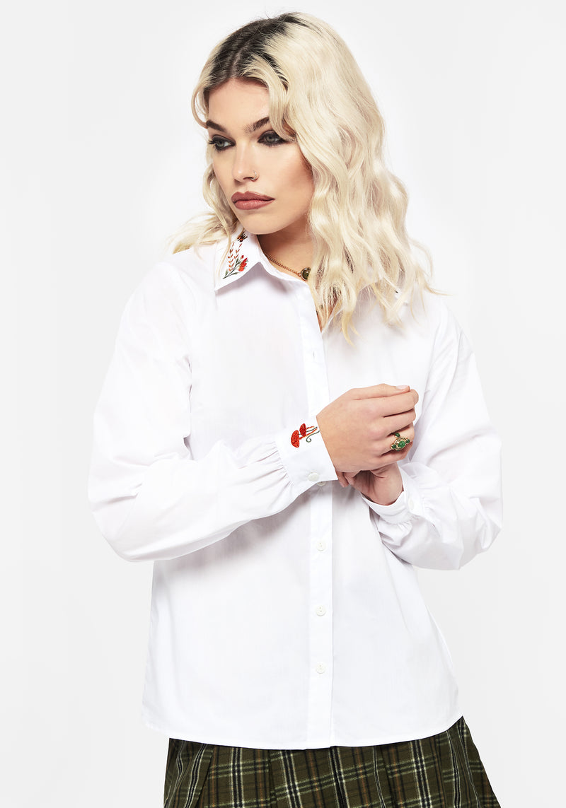 Dewdrop Cotton Embroidered Collar Shirt