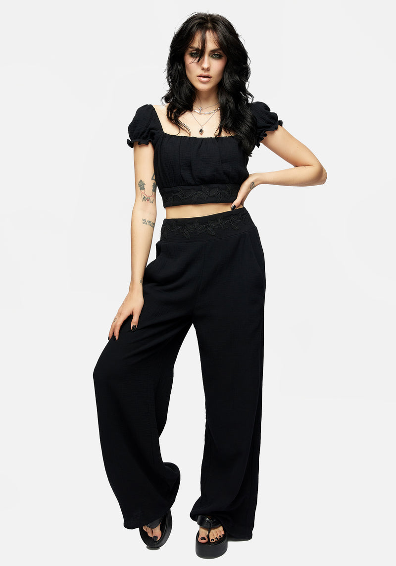 Vine Textured Wide Leg Trouser