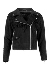 CHERILYN FAUX LEATHER FRINGED JACKET