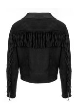 CHERILYN FAUX LEATHER FRINGED JACKET