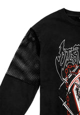 Hellbound Layered Fishnet Long Sleeve T-shirt