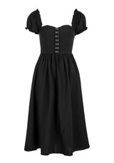 Mortem Midi Dress With Puff Sleeves