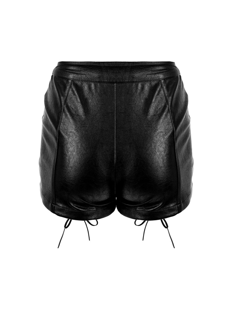 Mosh Faux Leather Lace Up Shorts