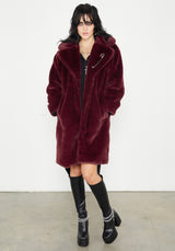 Creature Oversized Fur Coat - Plum