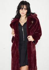 Creature Oversized Fur Coat - Plum