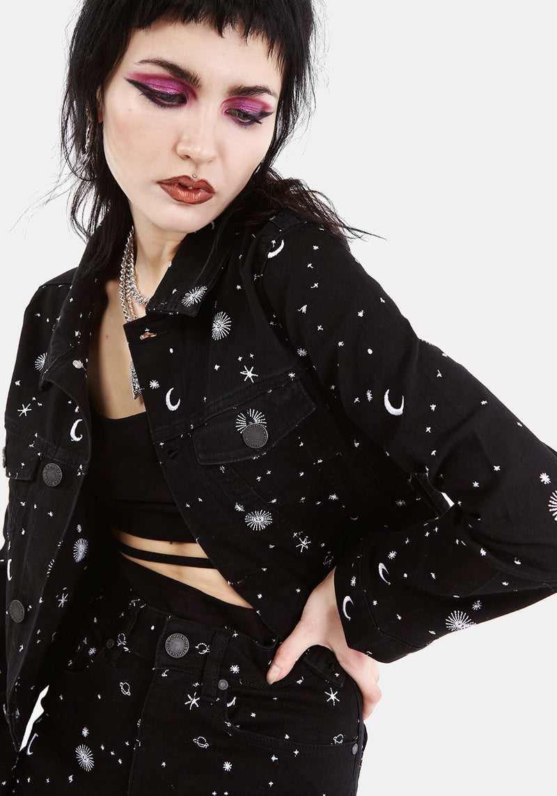 CELESTIAL EMBROIDERED DENIM JACKET