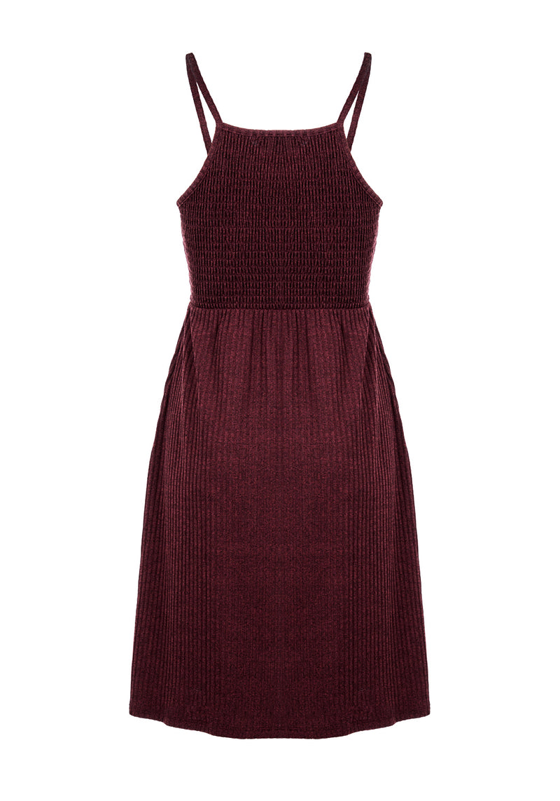 MUNDI SHIRRED MIDI DRESS