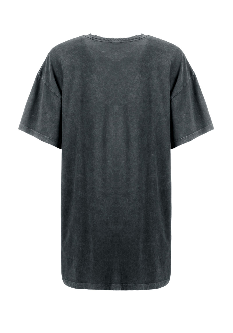 Here Lies Grey Acid Wash Oversized Tee