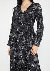 Hecate's Garden Long Sleeve Midaxi Dress