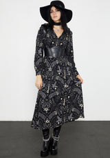 Hecate's Garden Long Sleeve Midaxi Dress