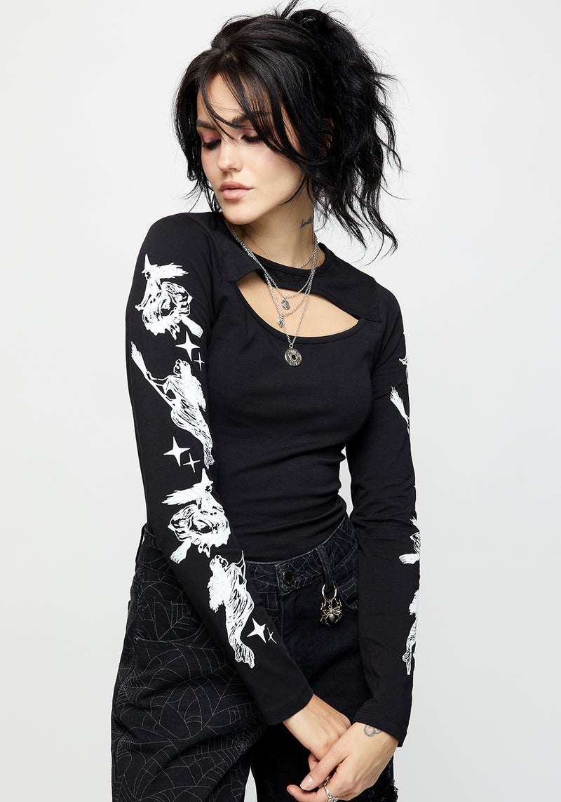 Wolfsbane Cut Out Long Sleeve Top