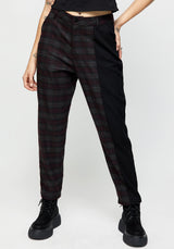 Dropout Spliced Check Mom Trousers