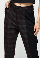 Dropout Spliced Check Mom Trousers