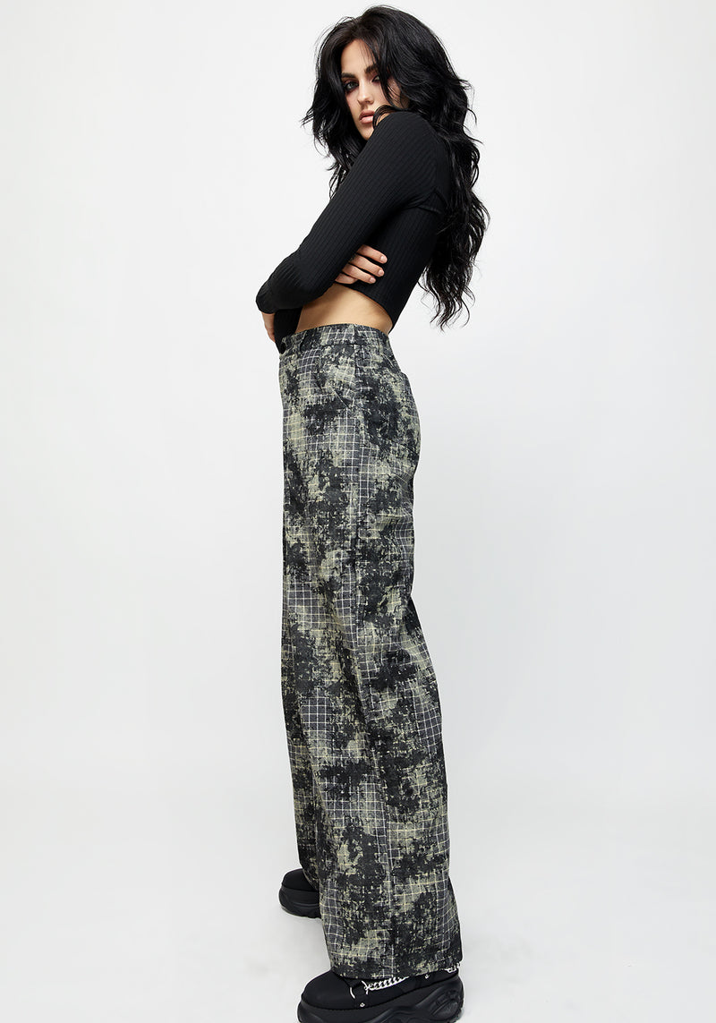 Grime Check Wide Leg Trousers