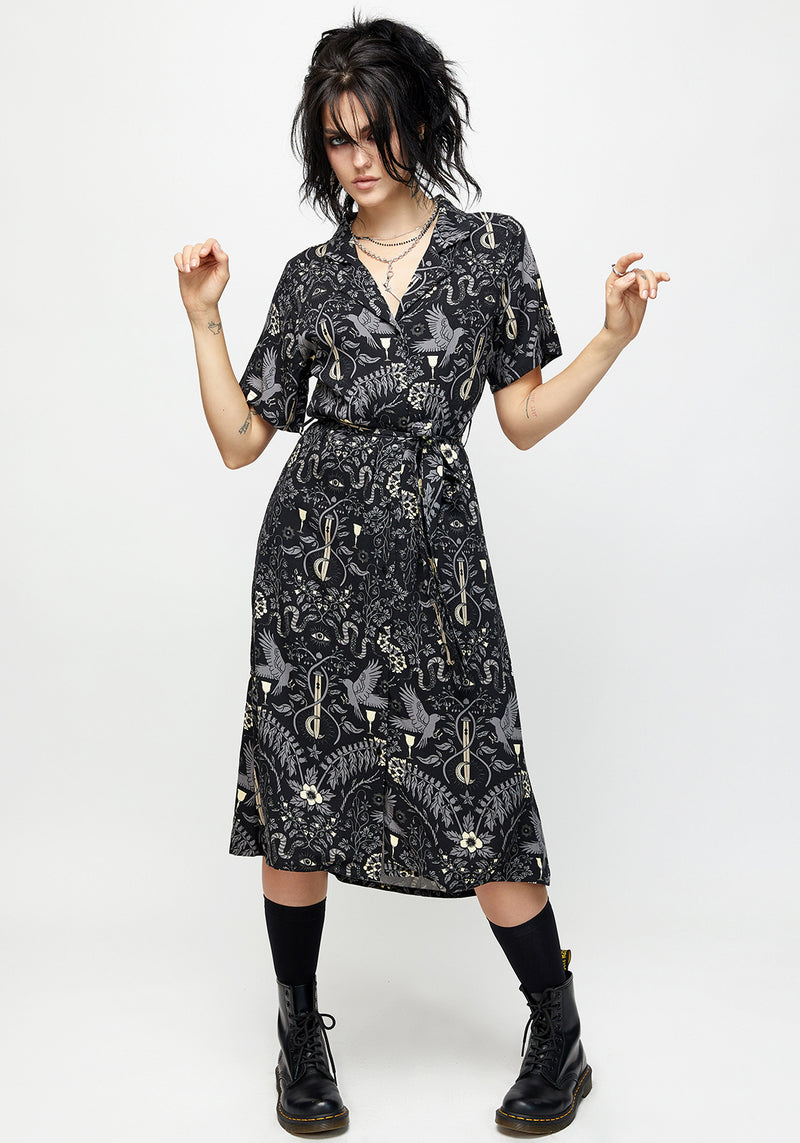 Hecate's Garden Midi Shirt Dress