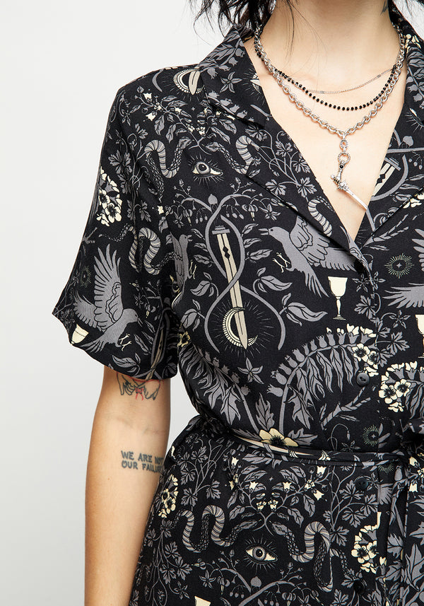 Hecate's Garden Midi Shirt Dress