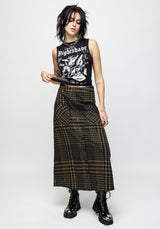 Dropout Check Button Down Midaxi Skirt