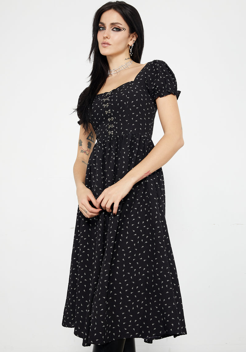 Mortem Floral Print Midi Dress