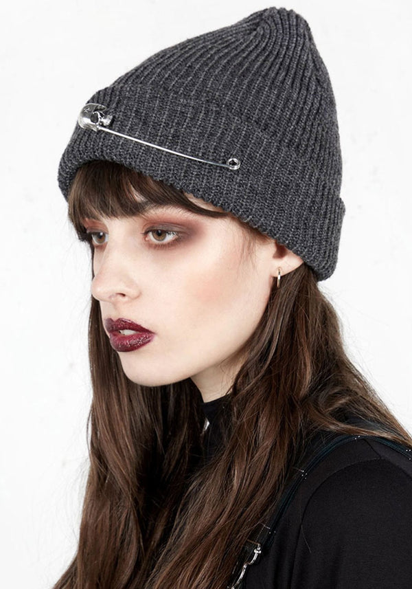 Skull Pin Knit Beanie